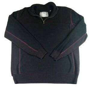 BKE Athletic Fit 1/4 Zip Pullover Sweater Men's Large Black Burgundy Mock Neck